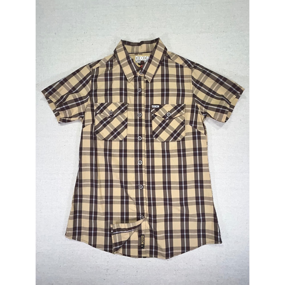 DIXXON Womens Small THE RUSTLER Shirt Plaid Button Short Sleeve Bamboo Blend Top